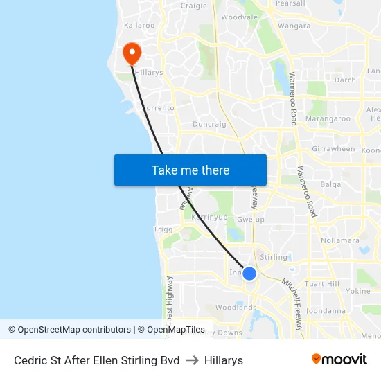 Cedric St After Ellen Stirling Bvd to Hillarys map