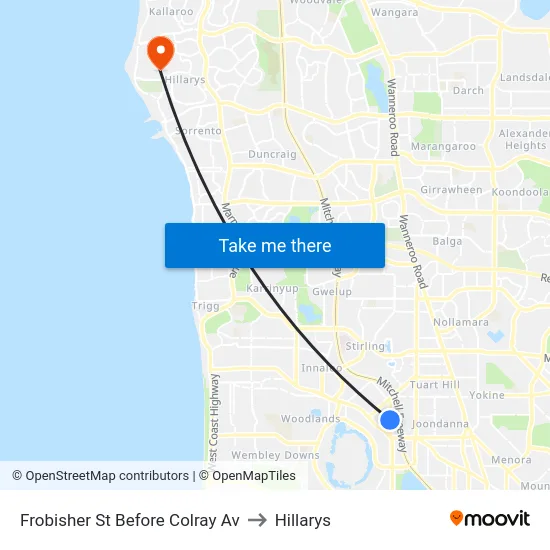 Frobisher St Before Colray Av to Hillarys map