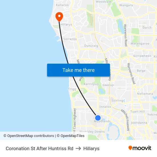 Coronation St After Huntriss Rd to Hillarys map