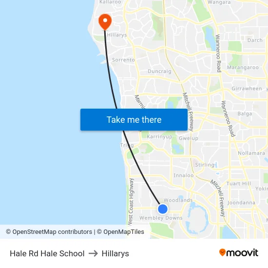 Hale Rd Hale School to Hillarys map