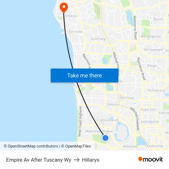 Empire Av After Tuscany Wy to Hillarys map