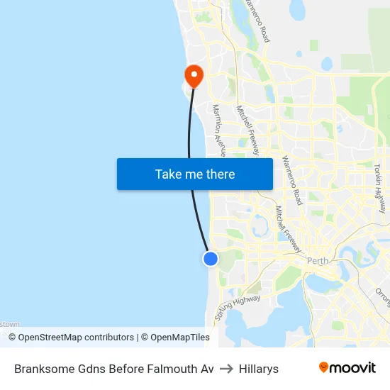 Branksome Gdns Before Falmouth Av to Hillarys map