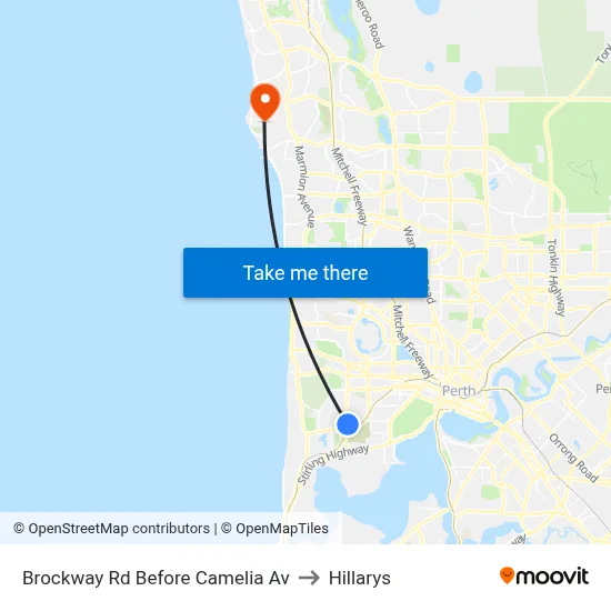 Brockway Rd Before Camelia Av to Hillarys map