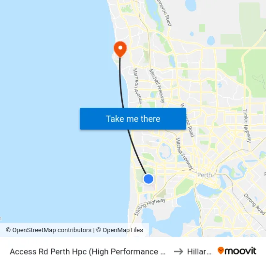 Access Rd Perth Hpc (High Performance Ctr) to Hillarys map