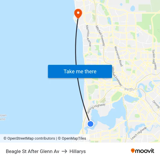 Beagle St After Glenn Av to Hillarys map