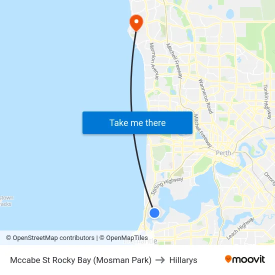 Mccabe St Rocky Bay (Mosman Park) to Hillarys map