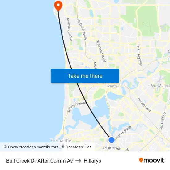 Bull Creek Dr After Camm Av to Hillarys map