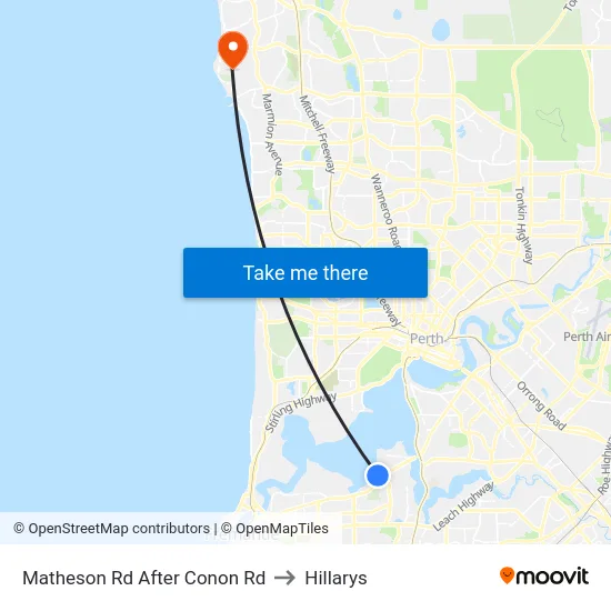Matheson Rd After Conon Rd to Hillarys map