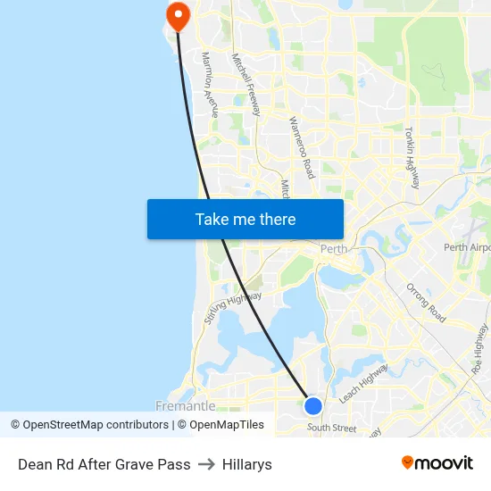 Dean Rd After Grave Pass to Hillarys map