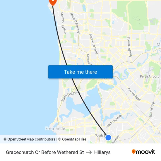 Gracechurch Cr Before Wethered St to Hillarys map