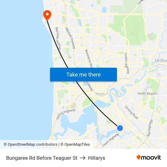Bungaree Rd Before Teaguer St to Hillarys map