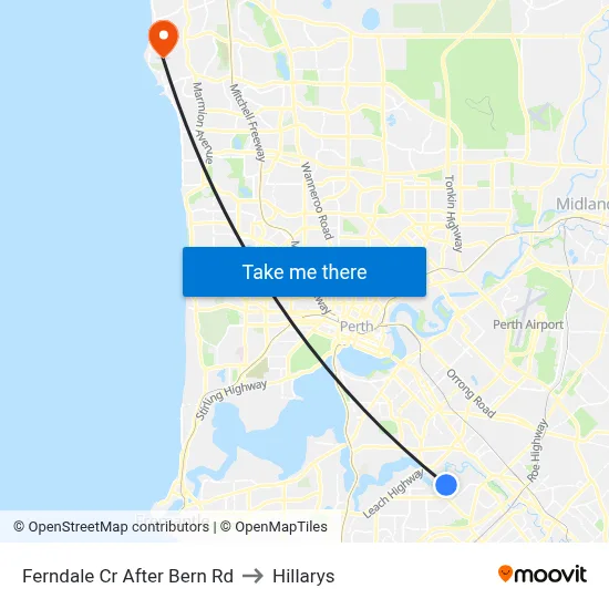 Ferndale Cr After Bern Rd to Hillarys map