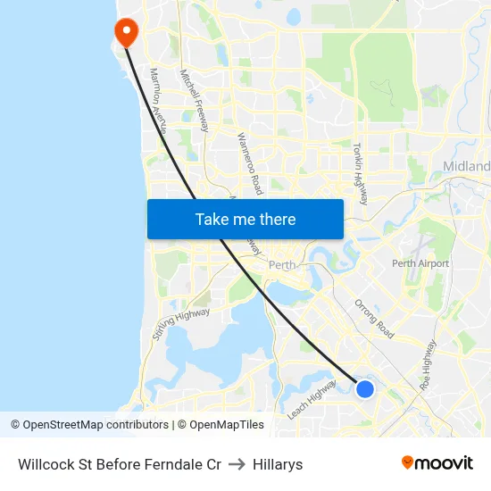 Willcock St Before Ferndale Cr to Hillarys map