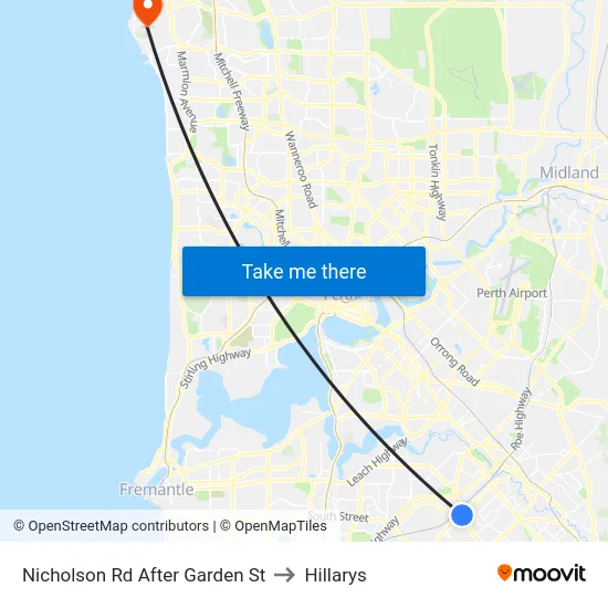 Nicholson Rd After Garden St to Hillarys map