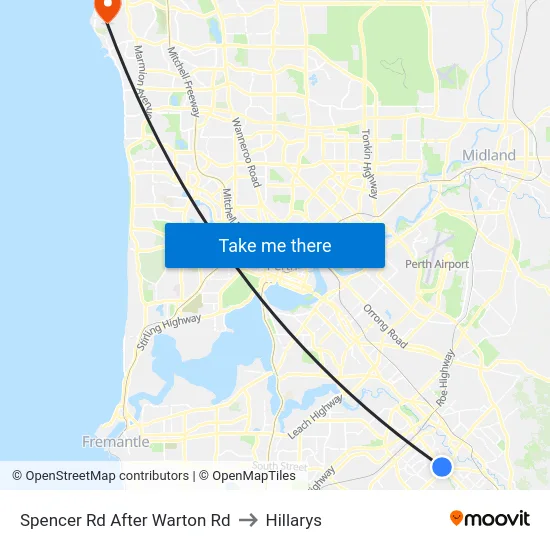 Spencer Rd After Warton Rd to Hillarys map