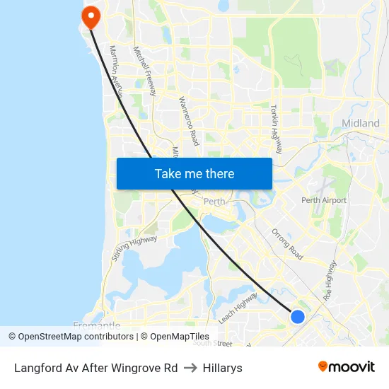 Langford Av After Wingrove Rd to Hillarys map