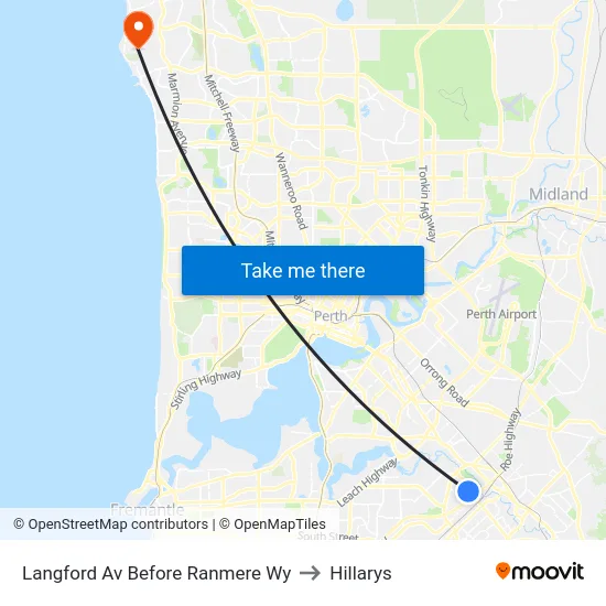 Langford Av Before Ranmere Wy to Hillarys map