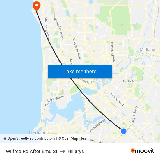 Wilfred Rd After Emu St to Hillarys map