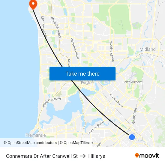 Connemara Dr After Cranwell St to Hillarys map