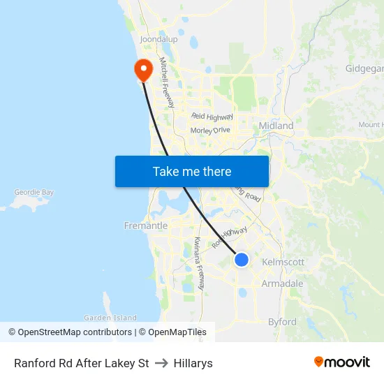 Ranford Rd After Lakey St to Hillarys map
