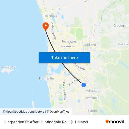 Harpenden St After Huntingdale Rd to Hillarys map