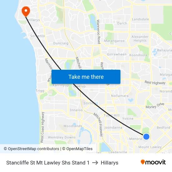 Stancliffe St Mt Lawley Shs Stand 1 to Hillarys map
