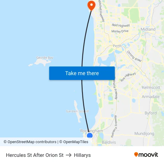 Hercules St After Orion St to Hillarys map