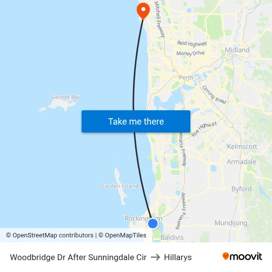 Woodbridge Dr After Sunningdale Cir to Hillarys map