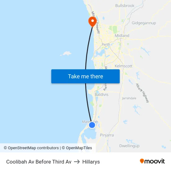 Coolibah Av Before Third Av to Hillarys map