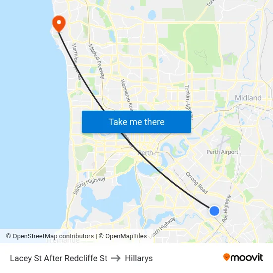 Lacey St After Redcliffe St to Hillarys map