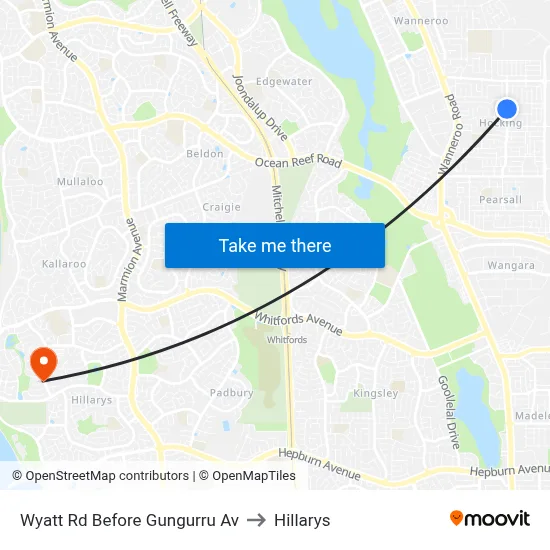 Wyatt Rd Before Gungurru Av to Hillarys map