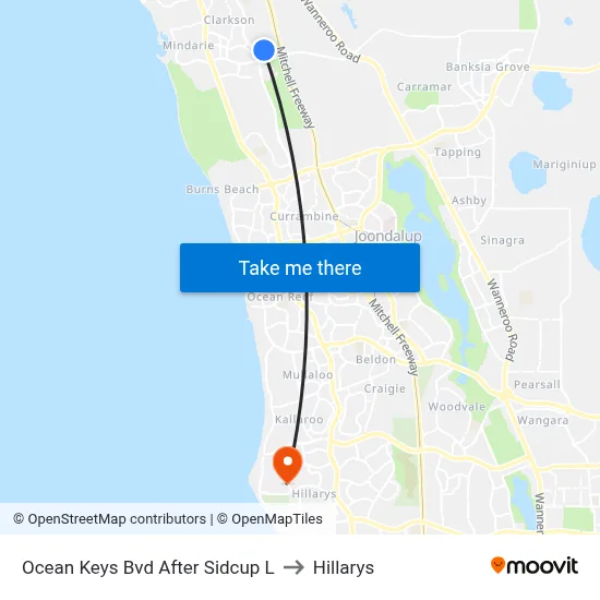 Ocean Keys Bvd After Sidcup L to Hillarys map