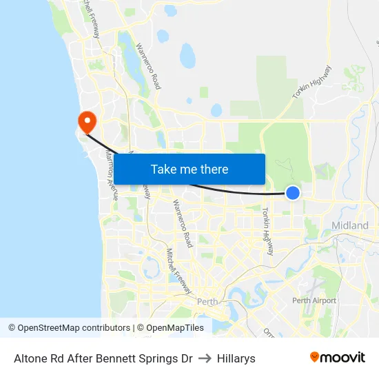 Altone Rd After Bennett Springs Dr to Hillarys map