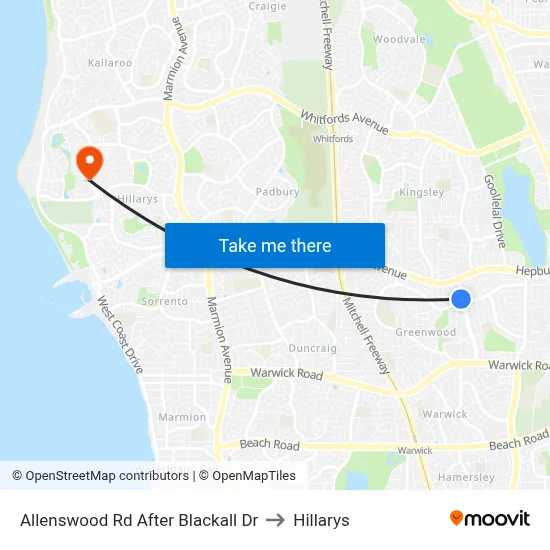 Allenswood Rd After Blackall Dr to Hillarys map