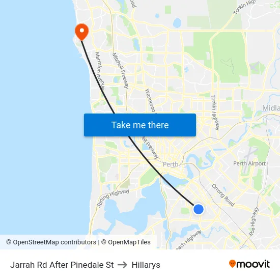 Jarrah Rd After Pinedale St to Hillarys map