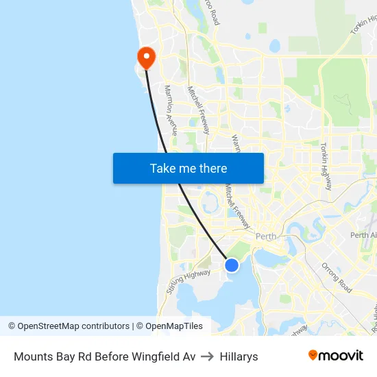 Mounts Bay Rd Before Wingfield Av to Hillarys map
