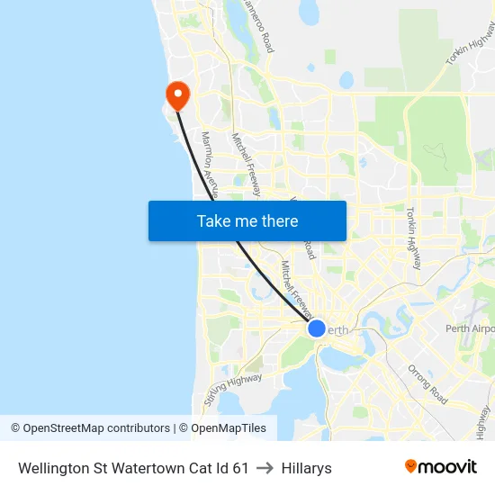 Wellington St Watertown Cat Id 61 to Hillarys map