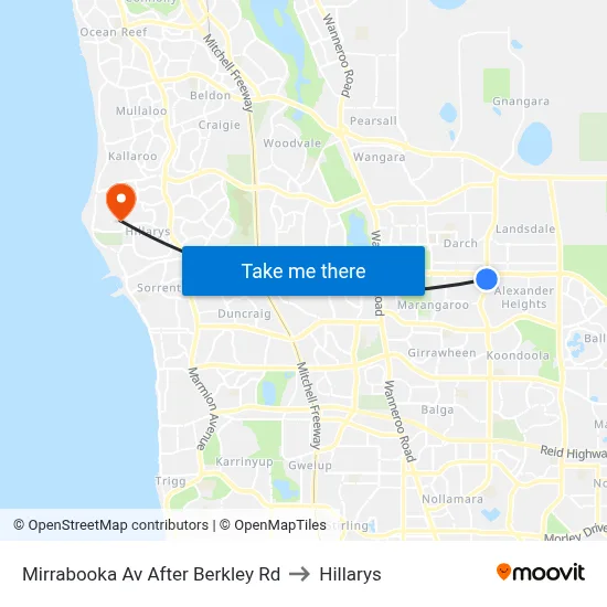 Mirrabooka Av After Berkley Rd to Hillarys map