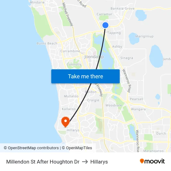 Millendon St After Houghton Dr to Hillarys map
