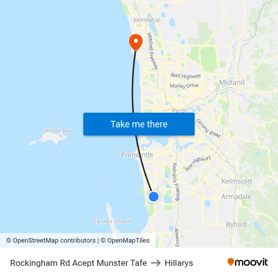 Rockingham Rd Acept Munster Tafe to Hillarys map