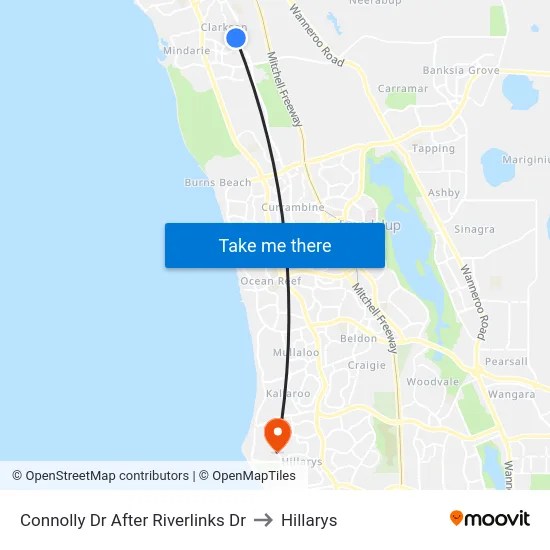 Connolly Dr After Riverlinks Dr to Hillarys map