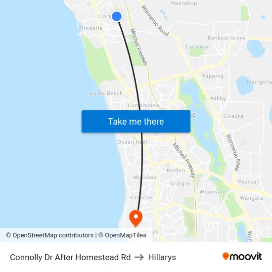 Connolly Dr After Homestead Rd to Hillarys map