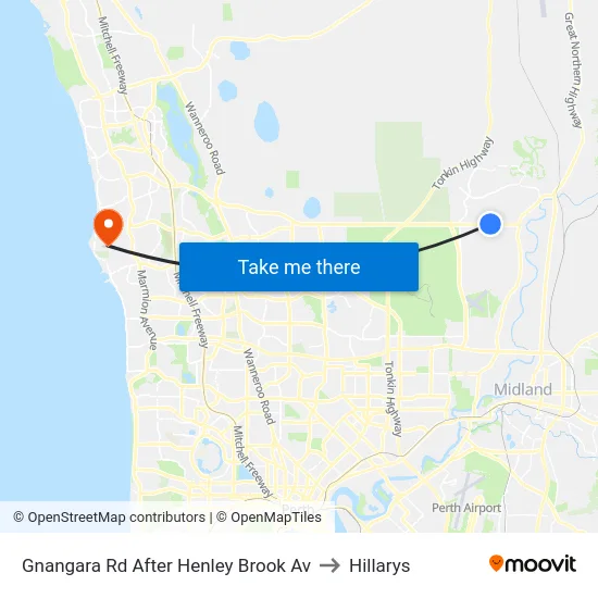 Gnangara Rd After Henley Brook Av to Hillarys map
