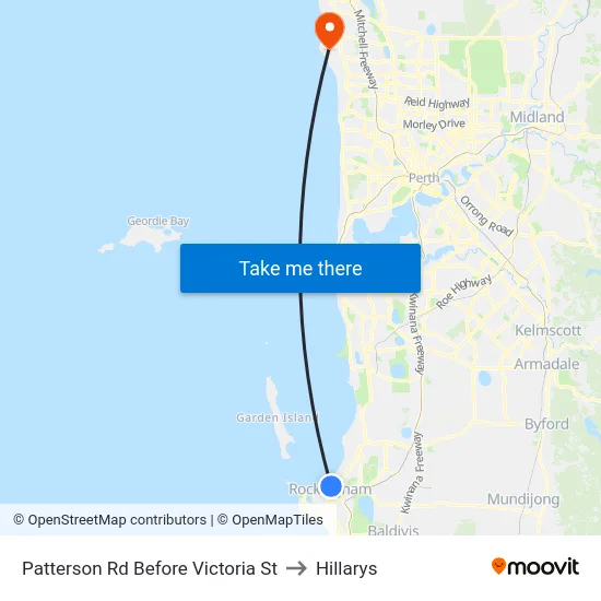 Patterson Rd Before Victoria St to Hillarys map