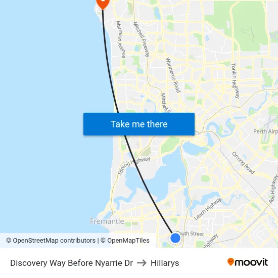 Discovery Way Before Nyarrie Dr to Hillarys map