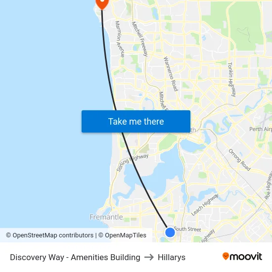 Discovery Way - Amenities Building to Hillarys map