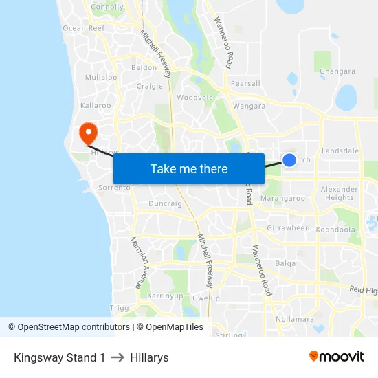 Kingsway   Stand 1 to Hillarys map