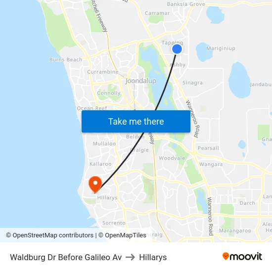 Waldburg Dr Before Galileo Av to Hillarys map