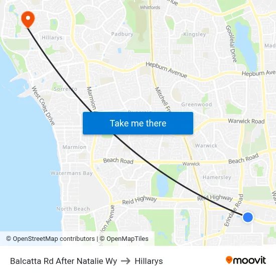 Balcatta Rd After Natalie Wy to Hillarys map