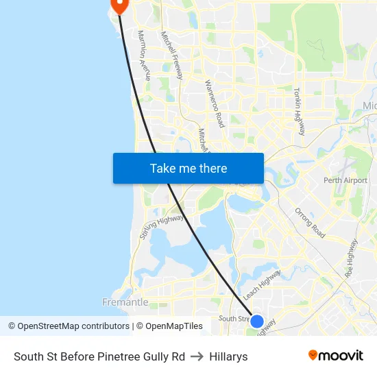 South St Before Pinetree Gully Rd to Hillarys map